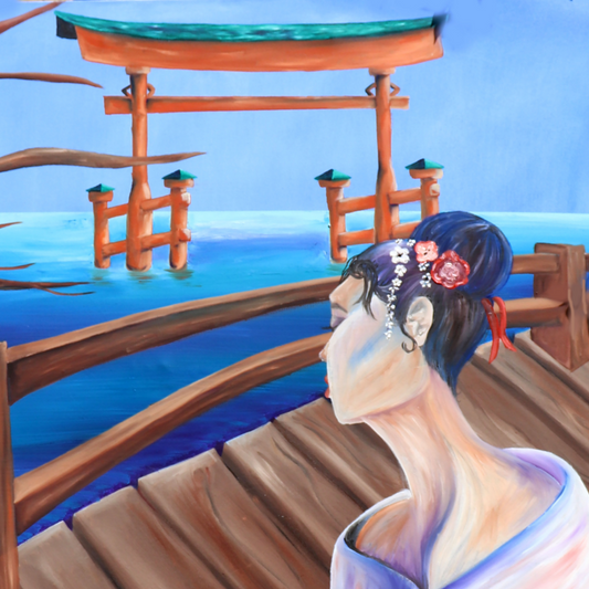 Looking Past the Cherry Blossoms Painting - ManiMadness