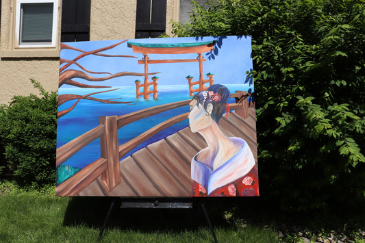 Looking Past the Cherry Blossoms Painting - ManiMadness